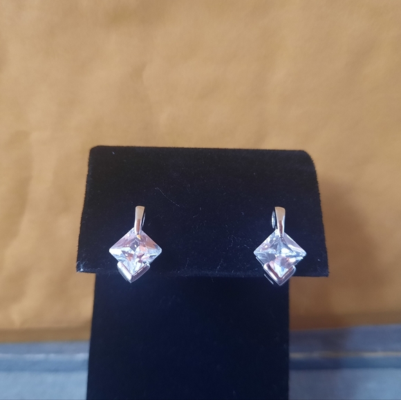 Cubic Zirconia Sterling Silver Solitaire Stud Earrings - Picture 5 of 12